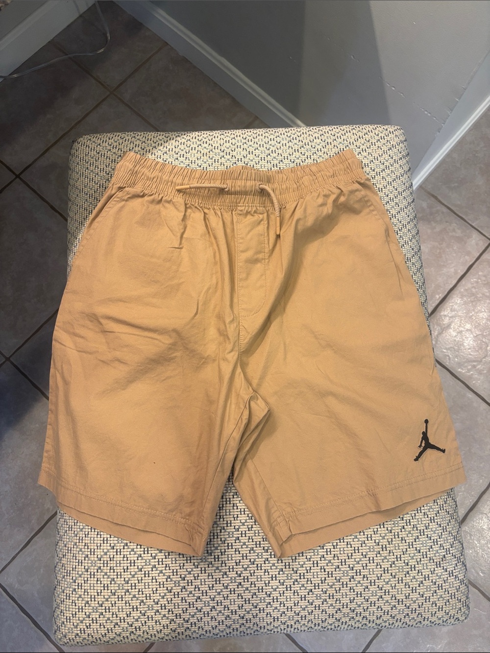 Jordan Boy’s Tan Athletic Shorts with Black Jumpman